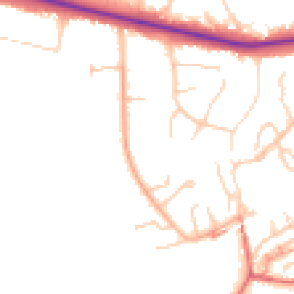 Daytime road noise heatmap for BL6 4DA