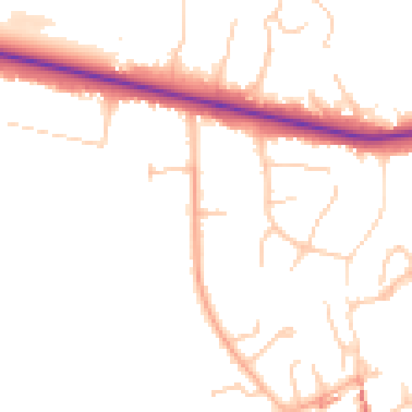 Daytime road noise heatmap for BL6 4DG