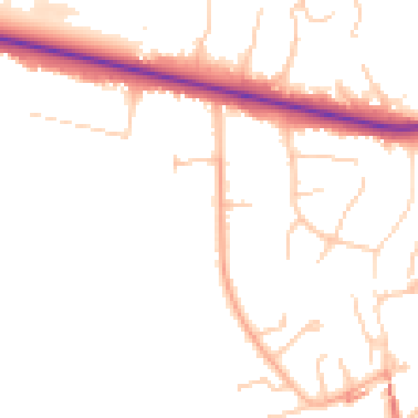 Daytime road noise heatmap for BL6 4DQ