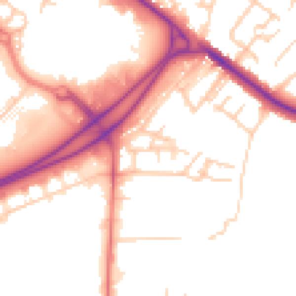 Daytime road noise heatmap for BL6 4GJ