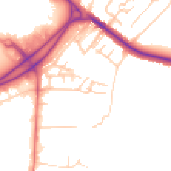 Daytime road noise heatmap for BL6 4GP
