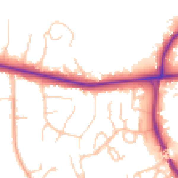 Daytime road noise heatmap for BL6 4JU