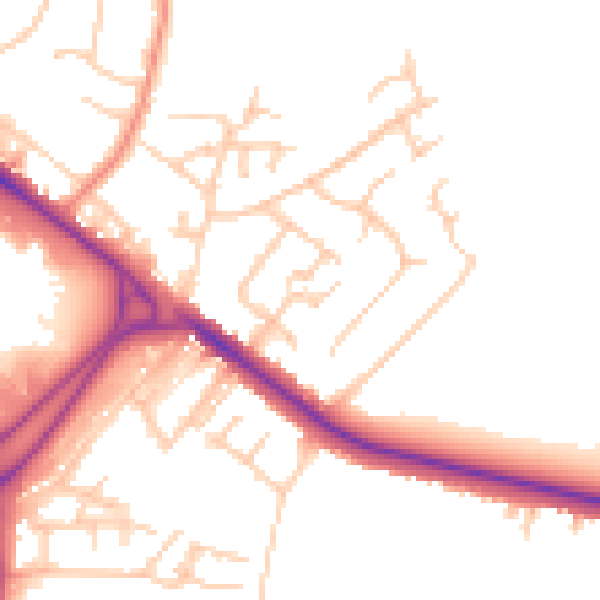 Daytime road noise heatmap for BL6 4LP