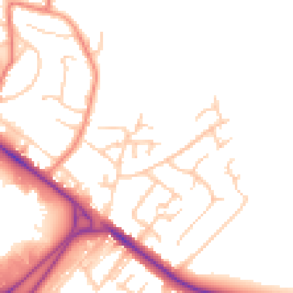 Daytime road noise heatmap for BL6 4LZ