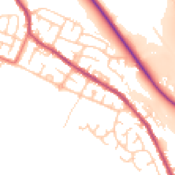 Daytime road noise heatmap for BL6 5AL