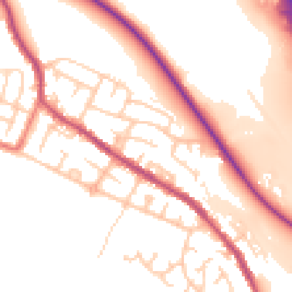 Daytime road noise heatmap for BL6 5DL