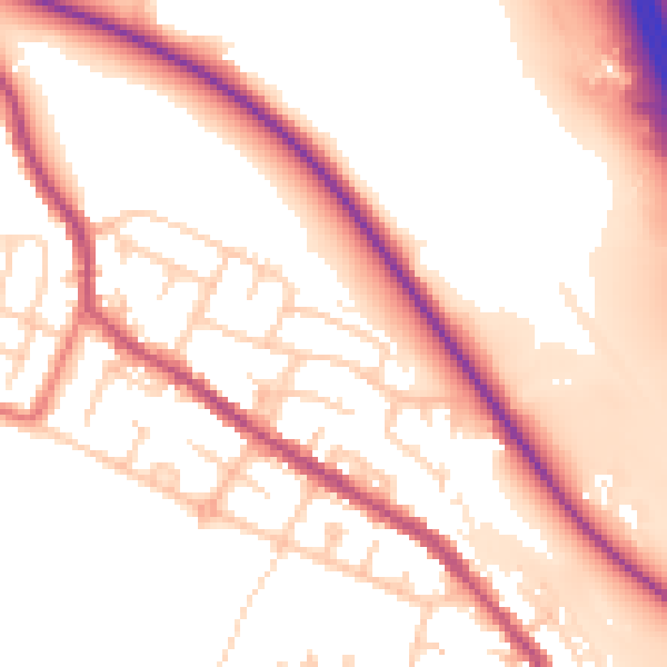 Daytime road noise heatmap for BL6 5DW