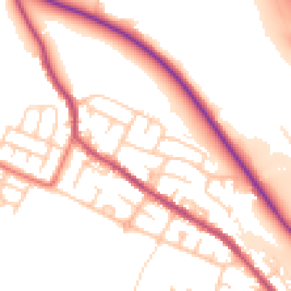 Daytime road noise heatmap for BL6 5EL