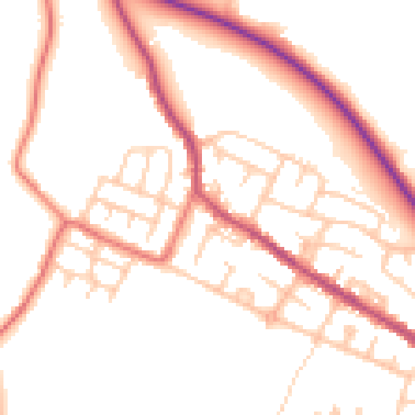 Daytime road noise heatmap for BL6 5EW