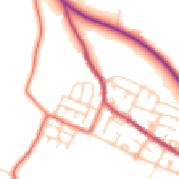 Daytime road noise heatmap for BL6 5EX