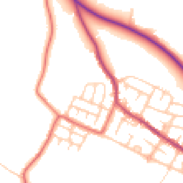 Daytime road noise heatmap for BL6 5EY
