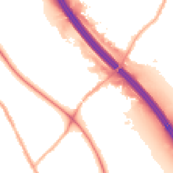 Night-time road noise heatmap for BL6 5GN
