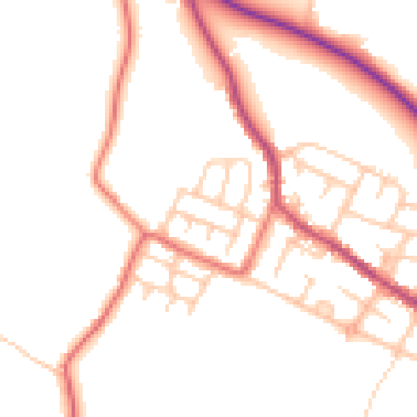 Daytime road noise heatmap for BL6 5HB