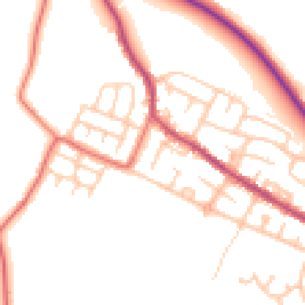 Daytime road noise heatmap for BL6 5HE