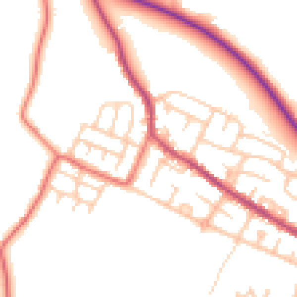 Daytime road noise heatmap for BL6 5JP