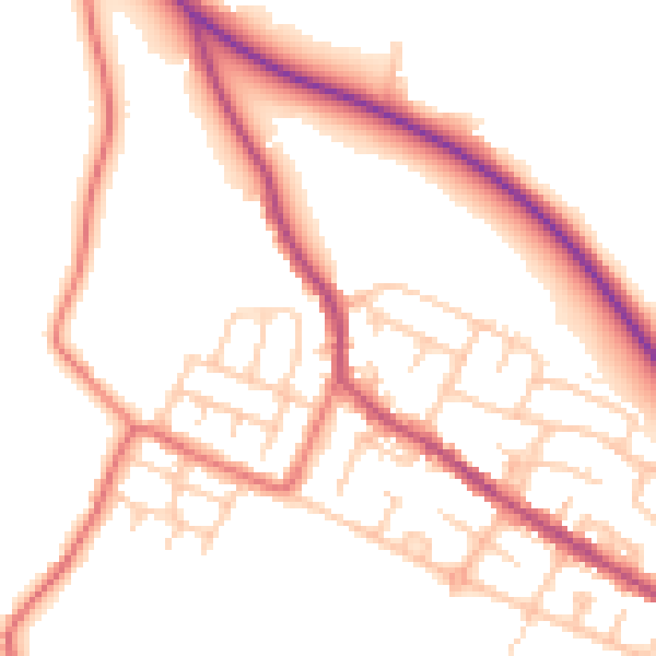 Daytime road noise heatmap for BL6 5JR