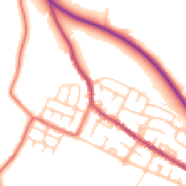 Daytime road noise heatmap for BL6 5JS
