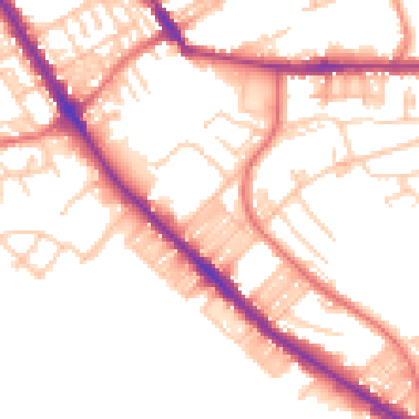 Daytime road noise heatmap for BL6 5NH