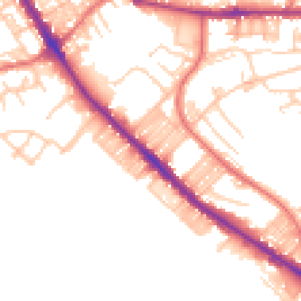 Daytime road noise heatmap for BL6 5NN