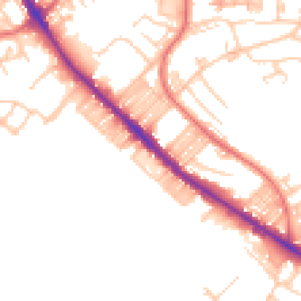 Daytime road noise heatmap for BL6 5NY