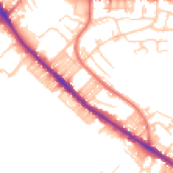Daytime road noise heatmap for BL6 5PL