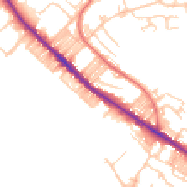 Daytime road noise heatmap for BL6 5PS