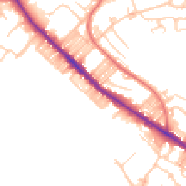 Daytime road noise heatmap for BL6 5PW