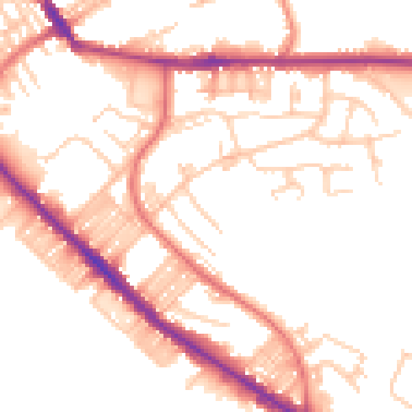 Daytime road noise heatmap for BL6 5PZ