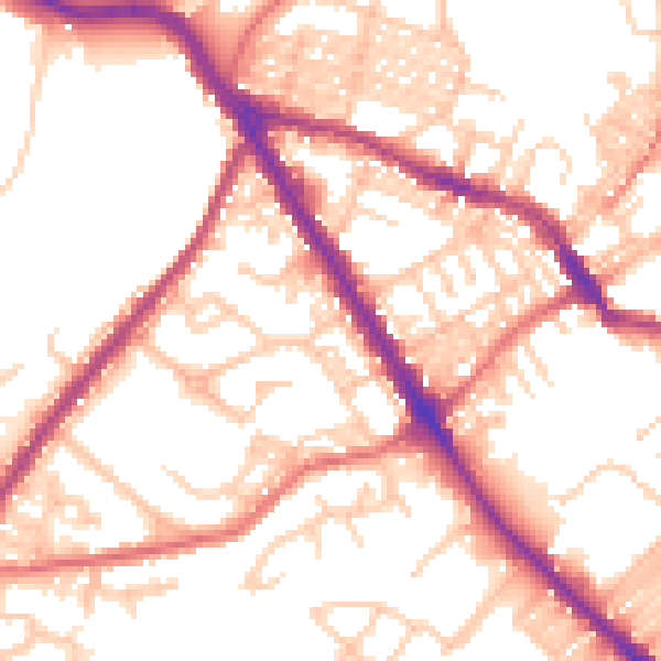 Daytime road noise heatmap for BL6 5QL