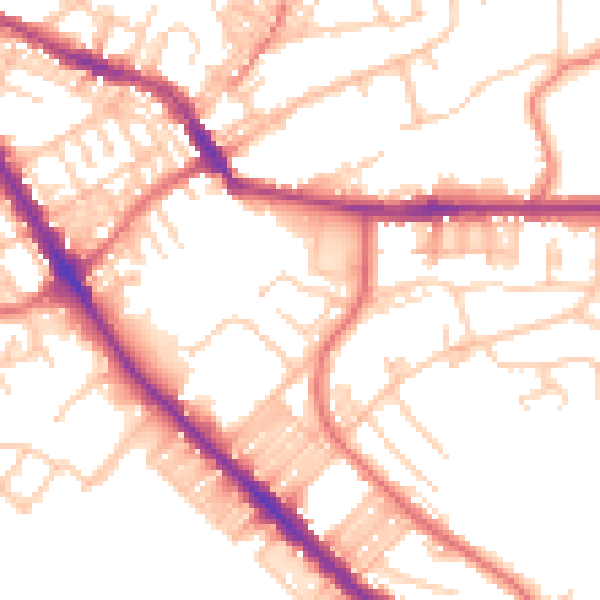 Daytime road noise heatmap for BL6 5RW