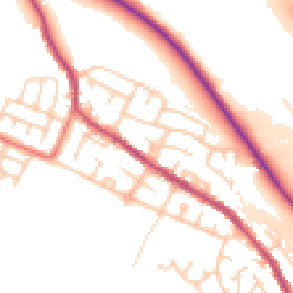 Daytime road noise heatmap for BL6 5TY