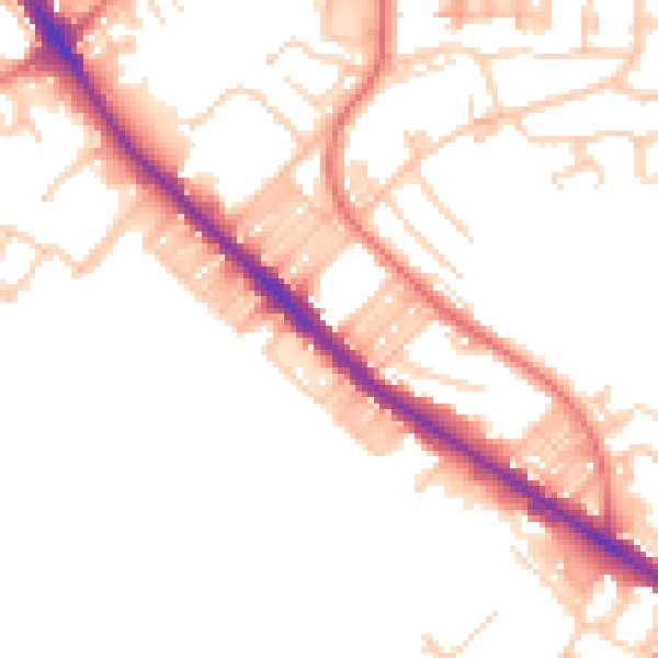 Daytime road noise heatmap for BL6 5UB