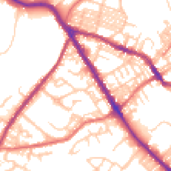 Daytime road noise heatmap for BL6 5WP