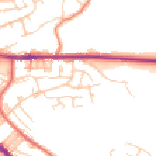 Daytime road noise heatmap for BL6 6BY