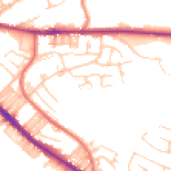 Daytime road noise heatmap for BL6 6DG