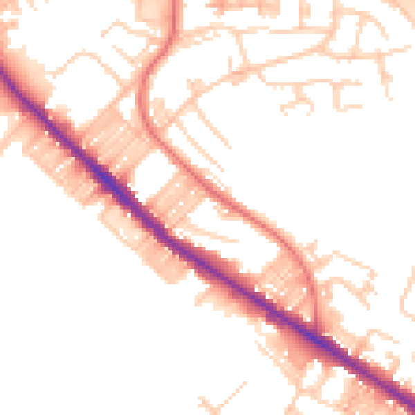 Daytime road noise heatmap for BL6 6DR