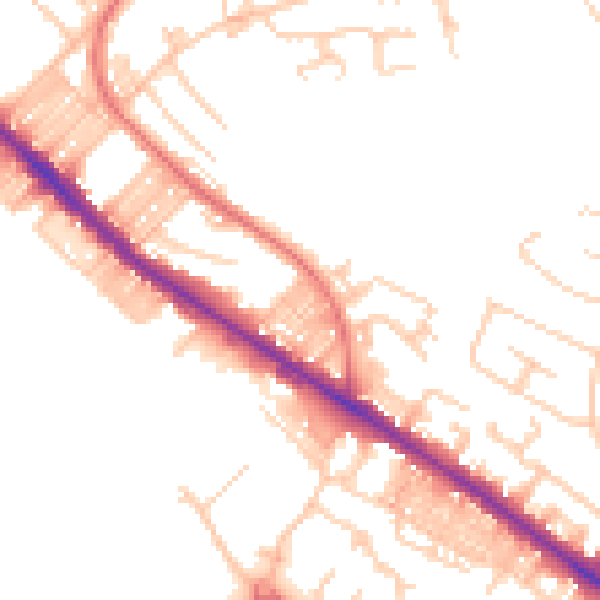 Daytime road noise heatmap for BL6 6EB