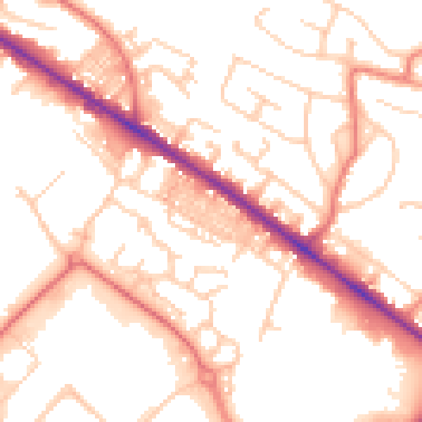 Daytime road noise heatmap for BL6 6ET