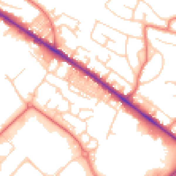 Daytime road noise heatmap for BL6 6EY