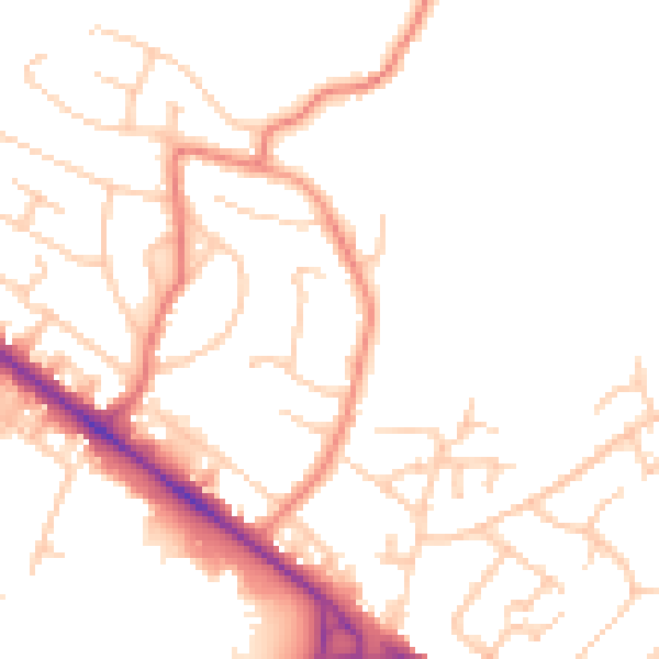 Daytime road noise heatmap for BL6 6JQ