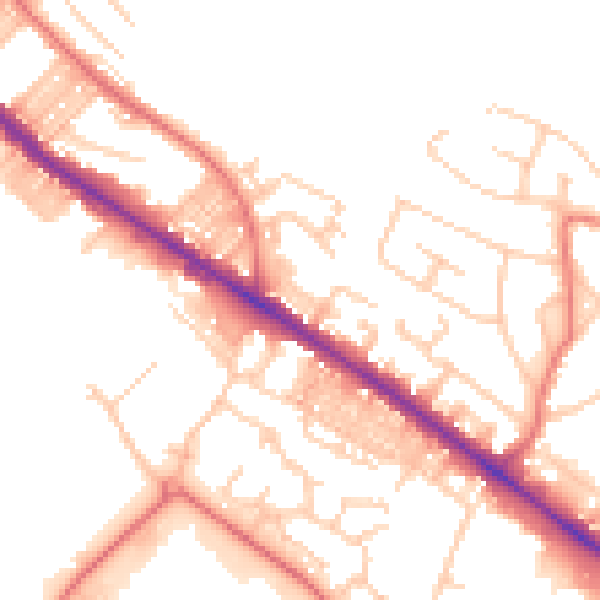 Daytime road noise heatmap for BL6 6JU
