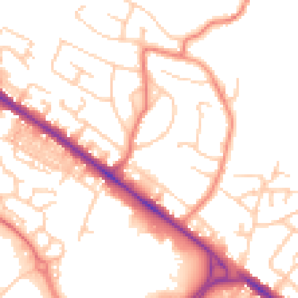 Daytime road noise heatmap for BL6 6LE
