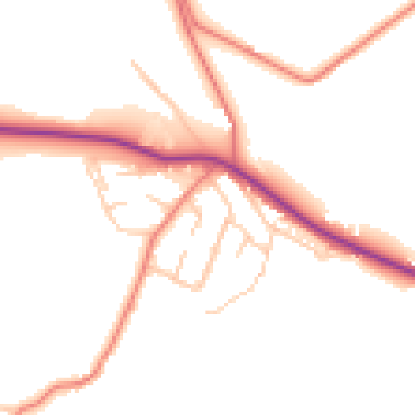 Daytime road noise heatmap for BL6 6NZ