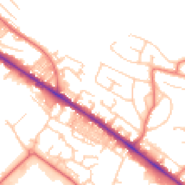 Daytime road noise heatmap for BL6 6PB