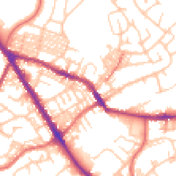 Daytime road noise heatmap for BL6 7AE