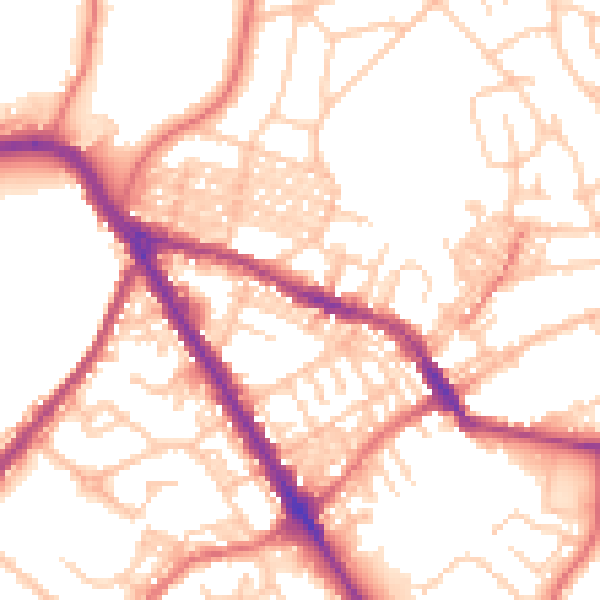 Daytime road noise heatmap for BL6 7AF