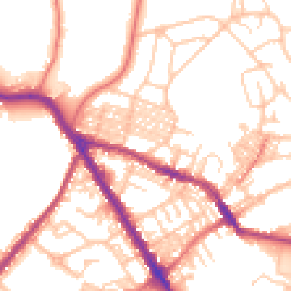 Daytime road noise heatmap for BL6 7AN
