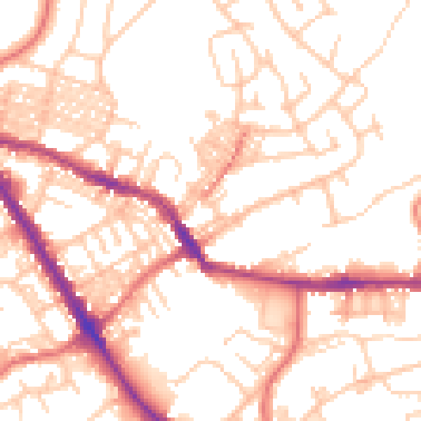 Daytime road noise heatmap for BL6 7BG