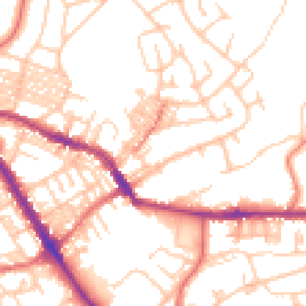 Daytime road noise heatmap for BL6 7BQ
