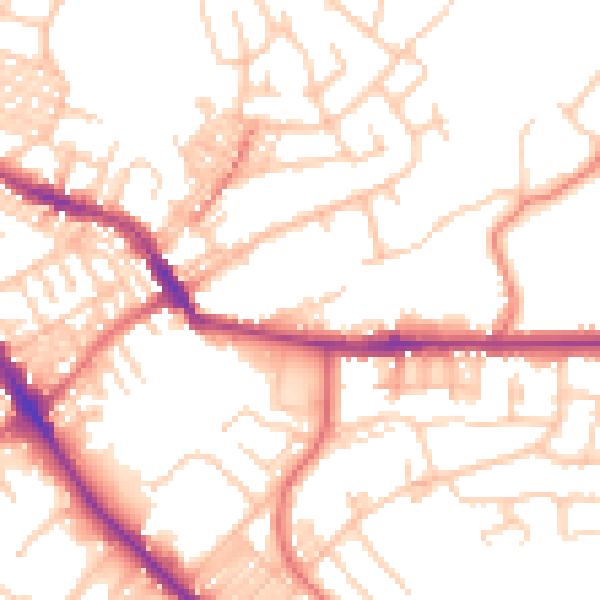 Daytime road noise heatmap for BL6 7BT
